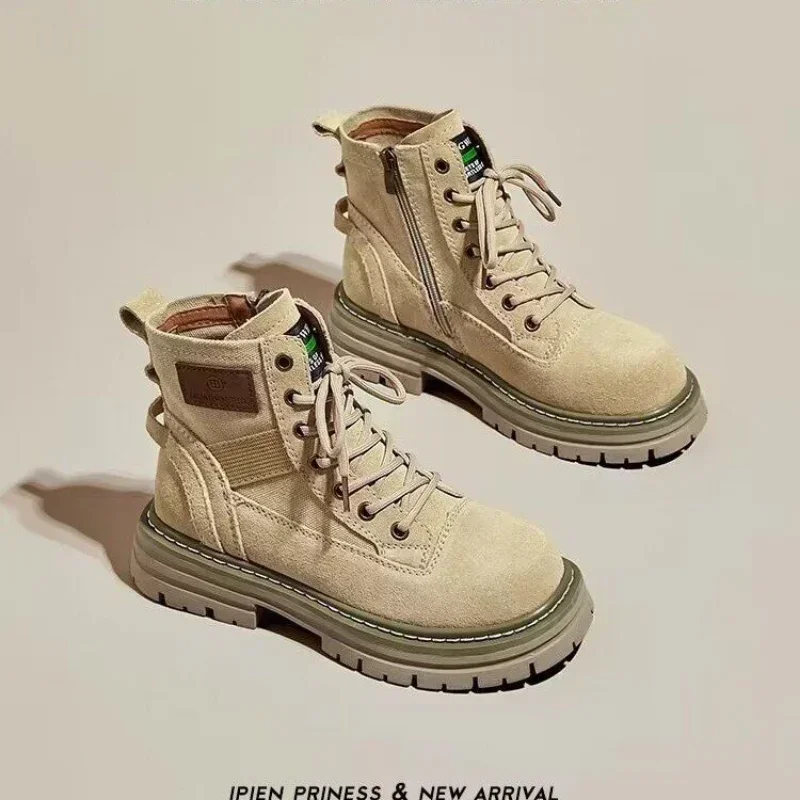 Women's Boots 2024 New Winter Style Mid-high Work Boots Yellow Thick Bottom Short Polyester Lining Eva Insole