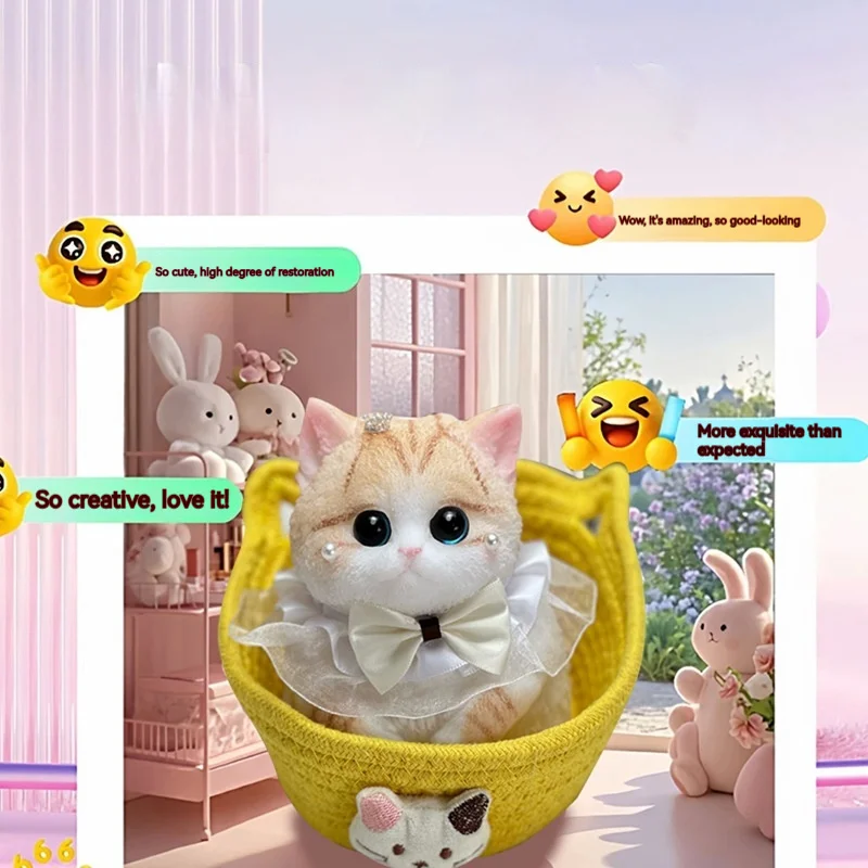 Cute Plush Aesthetic Cat Squeeze Toy Stress Relief Fidget Toy Home Decor Ornament Gift For Women Bestie Birthday Gift
