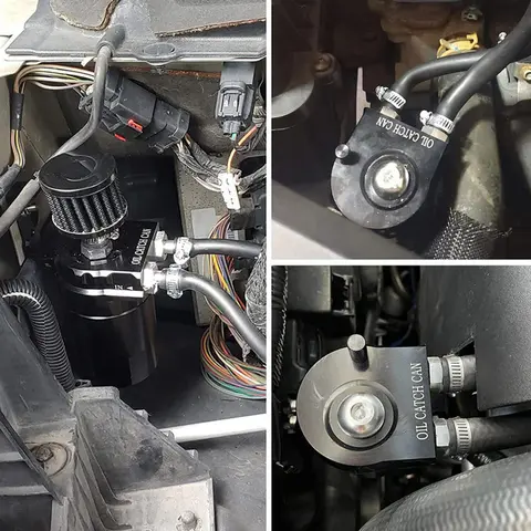 Lattina di raccolta separatore olio con filtro di sfiato Foro astina di livello olio Bollitore traspirante Serbatoio carburante universale in lega di alluminio