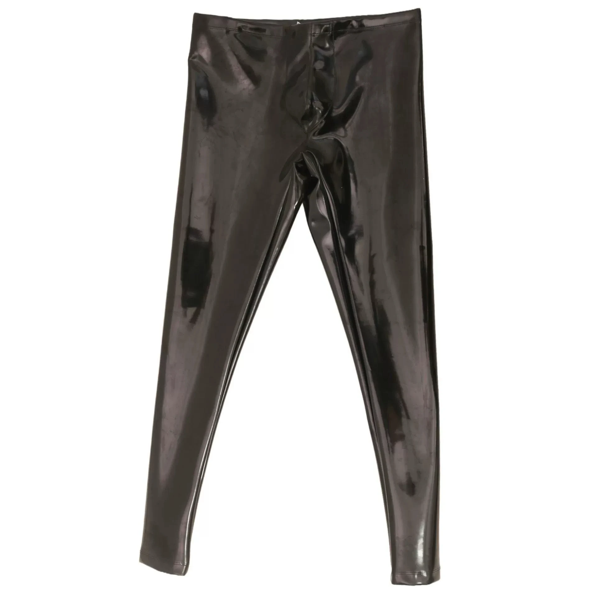 Faux Latex Double-Sided PU Leather Leggings Pencil Trousers Convex Pouch Tights Pantalon Spodnie Jogger Leather Pants Tight Legs