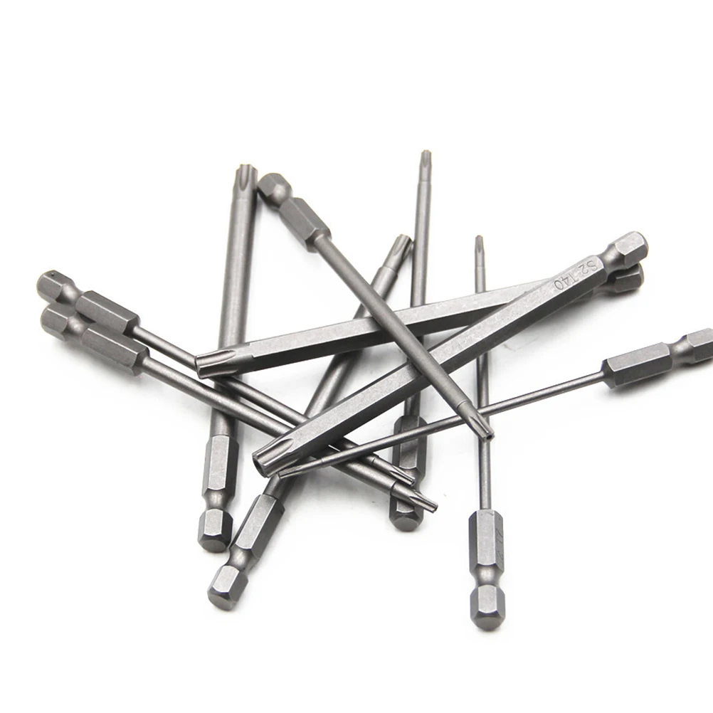 

11Pcs 1/4 Inches 75mm Solid Plum Clubs Plating Electric Screwdriver Bits Head T9 T30 T40