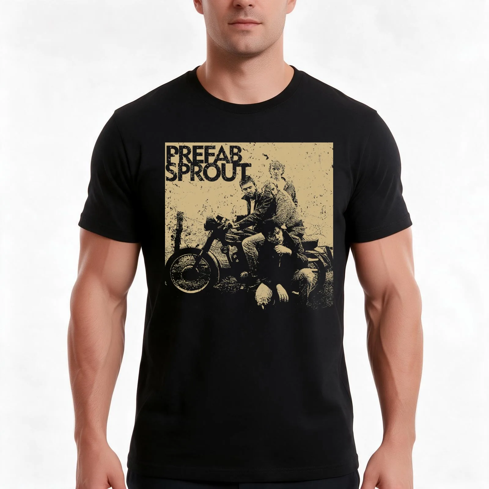 Prefab Sprout Halftone Art T-Shirt, Summer Casual Cotton Tee, Oversized Streetwear Tops, Vintage Graphic Print, Unisex Men Women