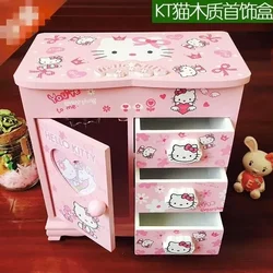 Hello Kitty Kuromi Japanese cute kawaii girl wooden jewelry storage box desktop organizer box as a birthday gift for friends