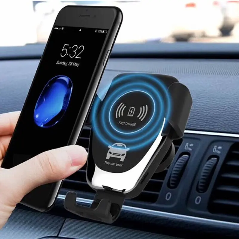 

Wireless Car Charger Holder Fast Charging Clamping Phone Mount For Apple Samsung