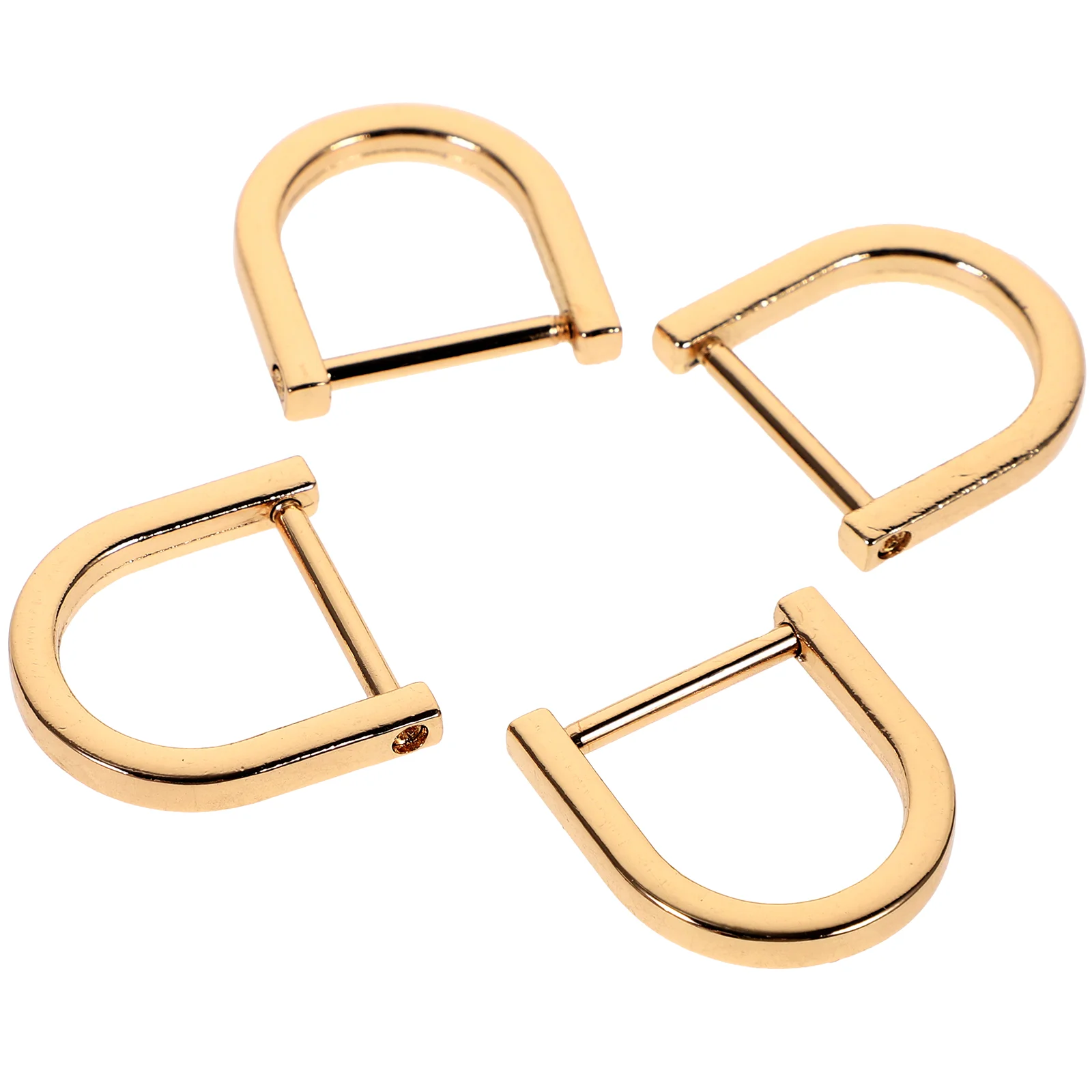 4PCS Luggage Accessories Shoulder Strap Adjustment Ring Zinc Alloy Semi-Circular D Ring for Bags Golden