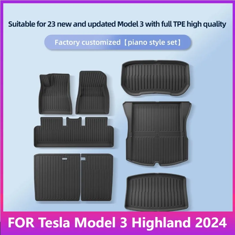 

Коврики для Tesla Model 3 Highland 2024, автомобильные коврики, коврик для багажника, полностью окружающие подушечки для ног, автомобильные аксессуары