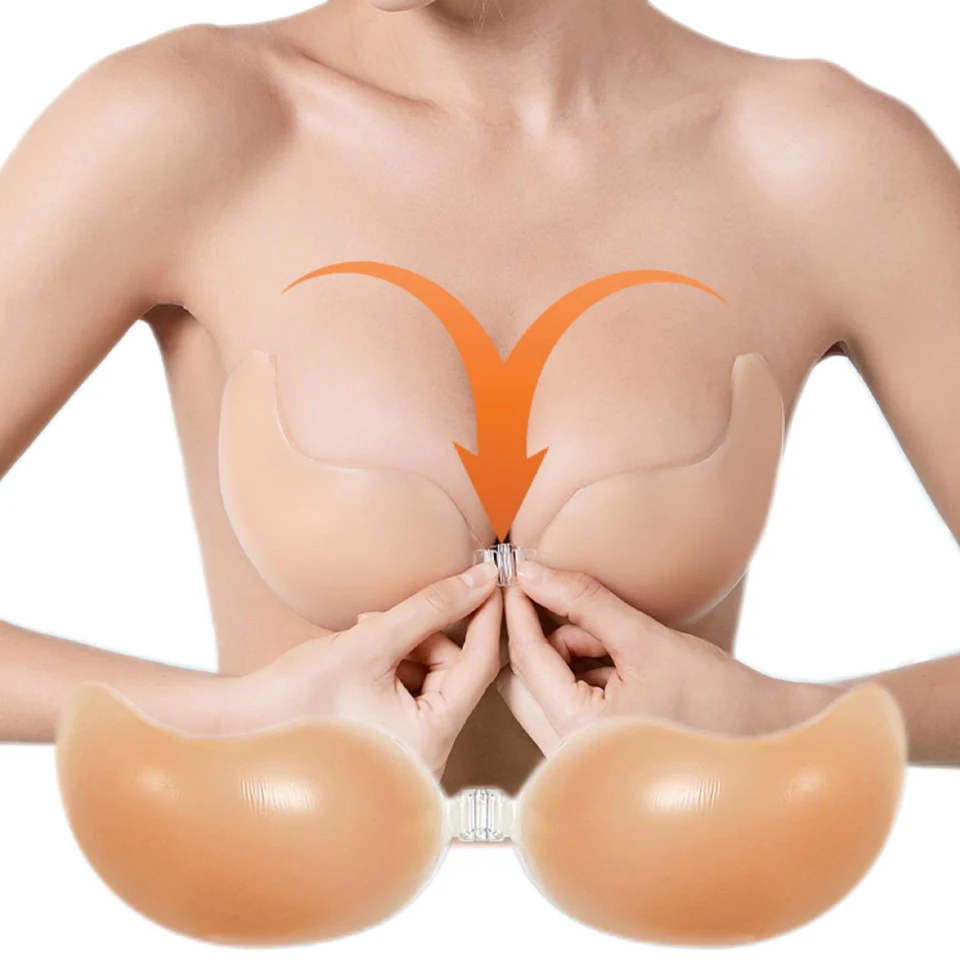 Push-Up-BH mit klebrigem BH, nackt, selbstklebend, unsichtbares Liner, Bruststraffungspads,