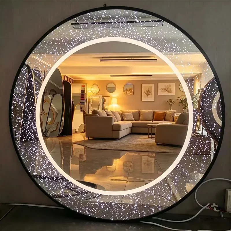 Gypsy Style Bathroom Mirror Touch Dimming LED Lighted Vanity Mirror with Frame Smart Anti Fog Wall Mounted for Home