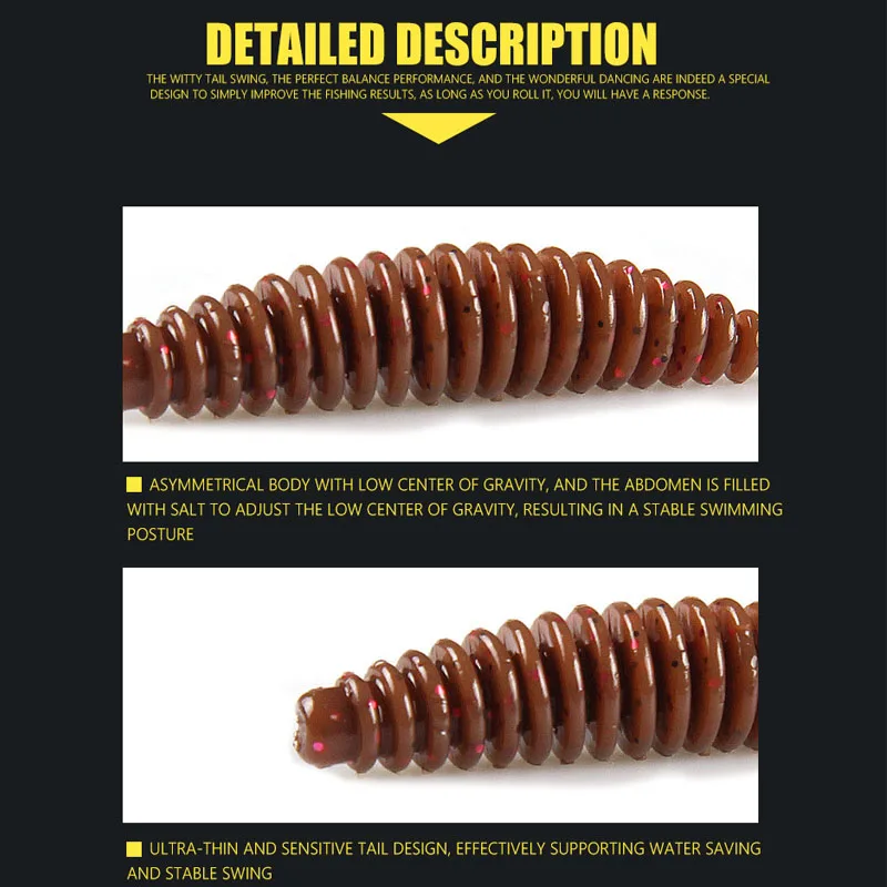10pcs Floating Worm Bait Soft Tanta 35/49/65mm Fishing Lures Pesca Carp Fishing Bass Lure Lsca Artificial Bait Accessories