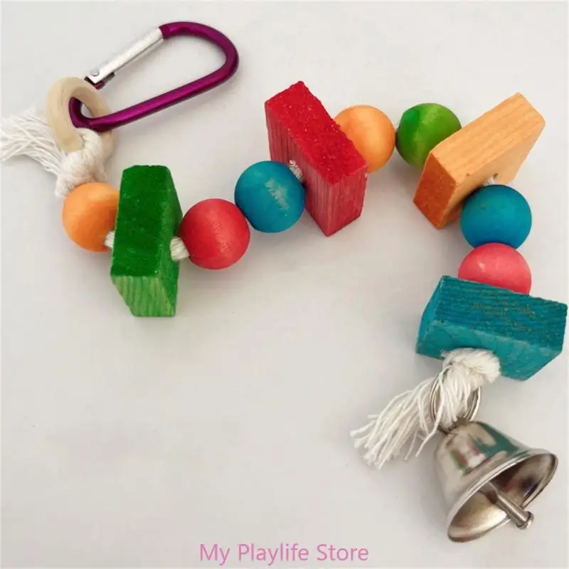 Bird Toy Colorful Parrot Chew Toy for Boredom Relief, Durable Wooden Sticks and Blocks for Bird Cage Entertainment