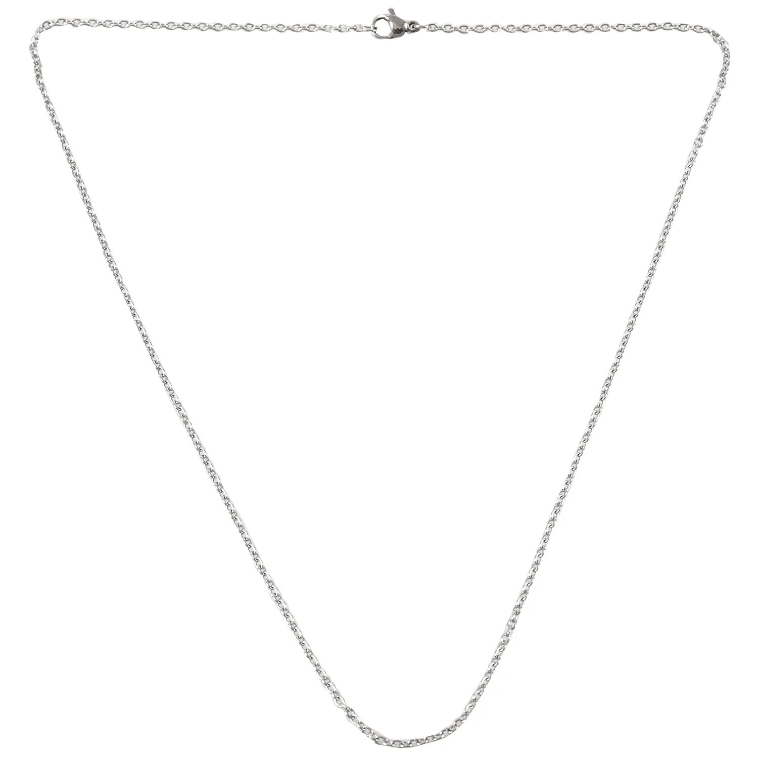 ABQR Jewelry Woman Chain สร้อยคอสแตนเลส "O" สีเงิน กว้าง 2 มม. ยาว 50 ซม
