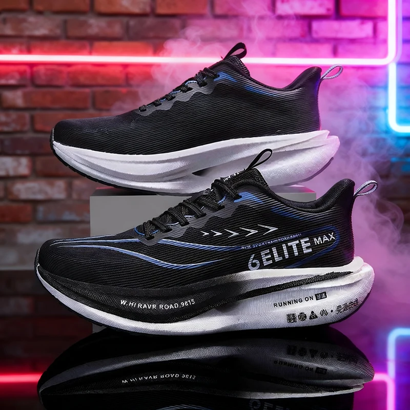 وسادة هوائية لوحة الكربون احذية الجري الركض ماراثون الرجال الرياضة تنفس خفيفة الوزن مريحة عدم الانزلاق أحذية رياضية كاجوال