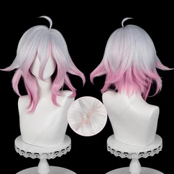 LOL Briar Cosplay Wig 42cm Long Silver White Mixed Dark Pink Wigs Heat Resistant Synthetic Hair