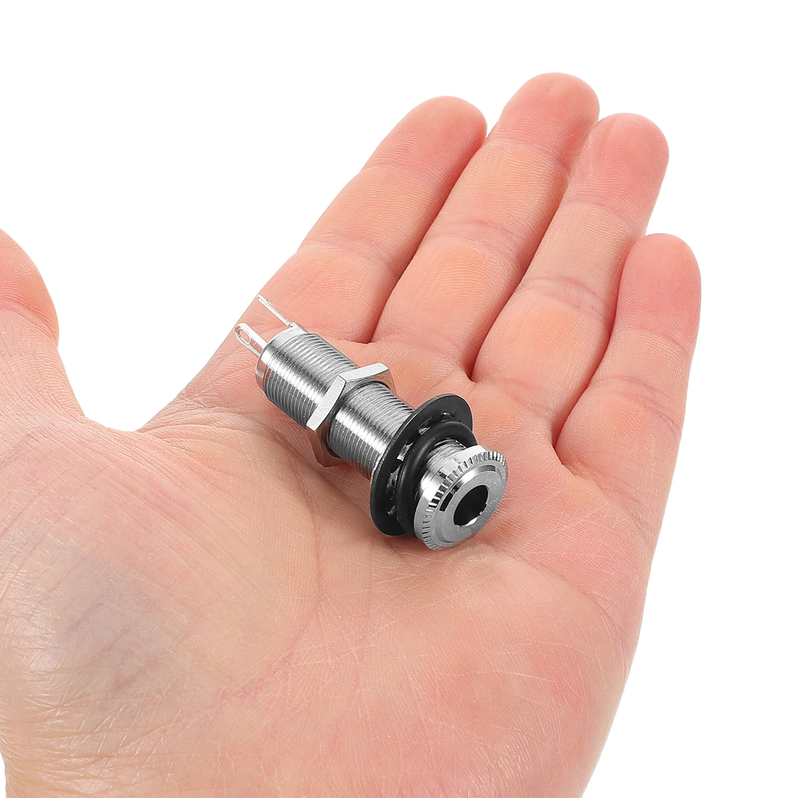 

Long Thread Brass Electric Bass Guitar Socket Jack Input Plug Barrel Style Stable Signal Transmission Durable Silver Plated