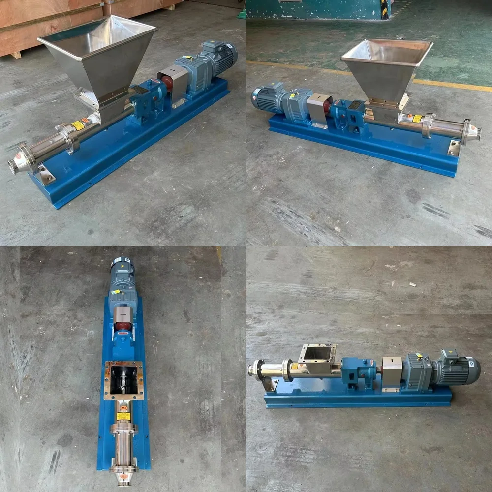 

Промышленный одновинтовой монопомпа G-типа из пищевой нержавеющей стали SS304/SS316L для высоковязких продуктов, с бункером, для сейсамовой пасты