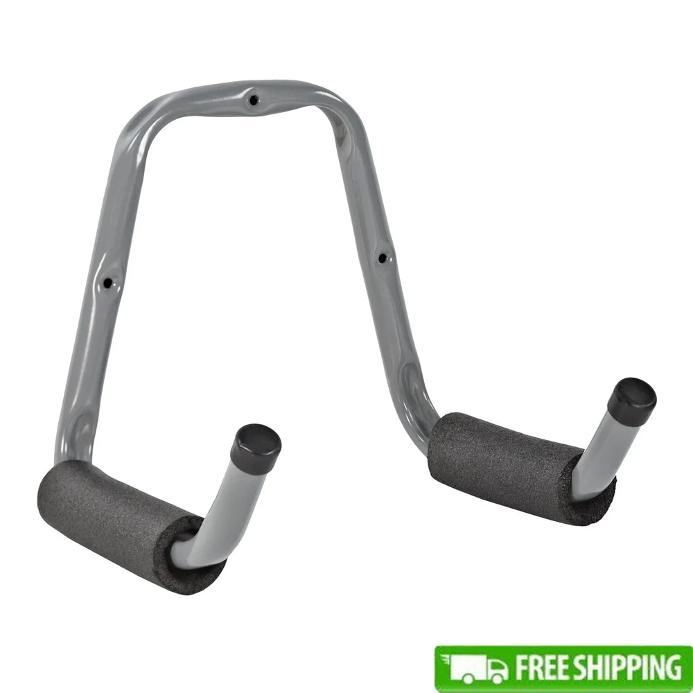 Gancho de utilidad de doble brazo de acero resistente, solución de almacenamiento montada en la pared, escaleras, herramientas, garaje, taller, sótano, capacidad de 75 libras