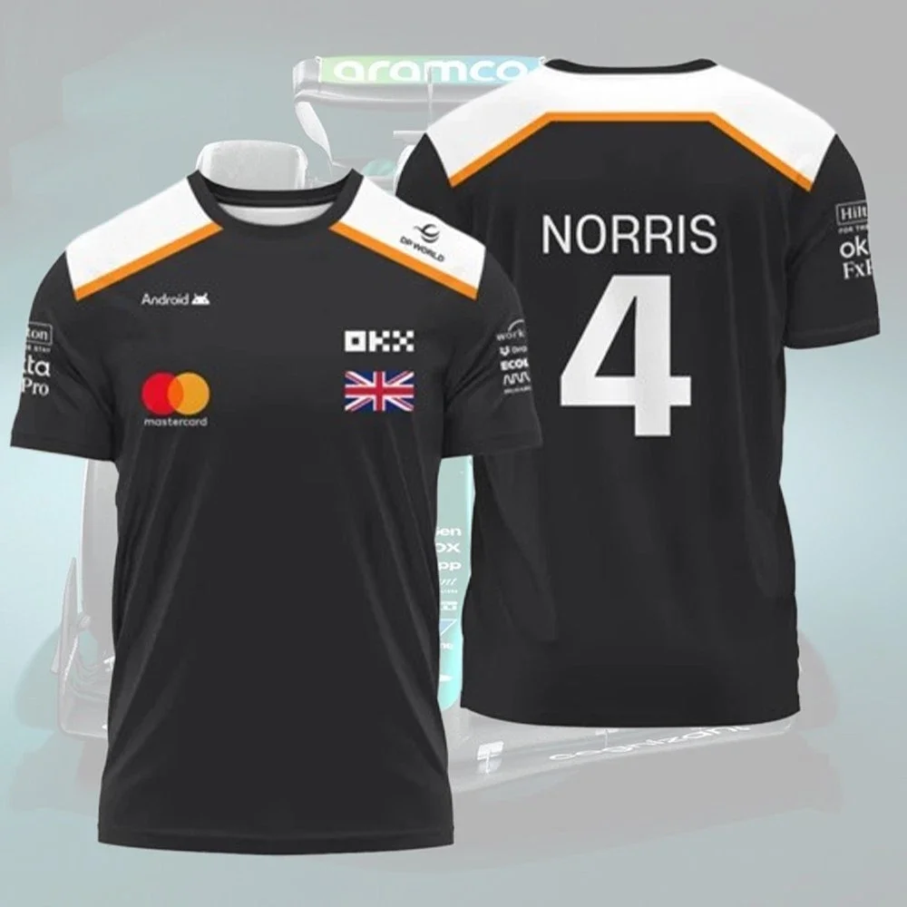 2025 جديد F1 سباق تي شيرت الصيف الرجال لاندو نوريس رقم. تي شيرت رياضي خارجي 4 سائق، بدلة ركوب الدراجات سريعة الجفاف