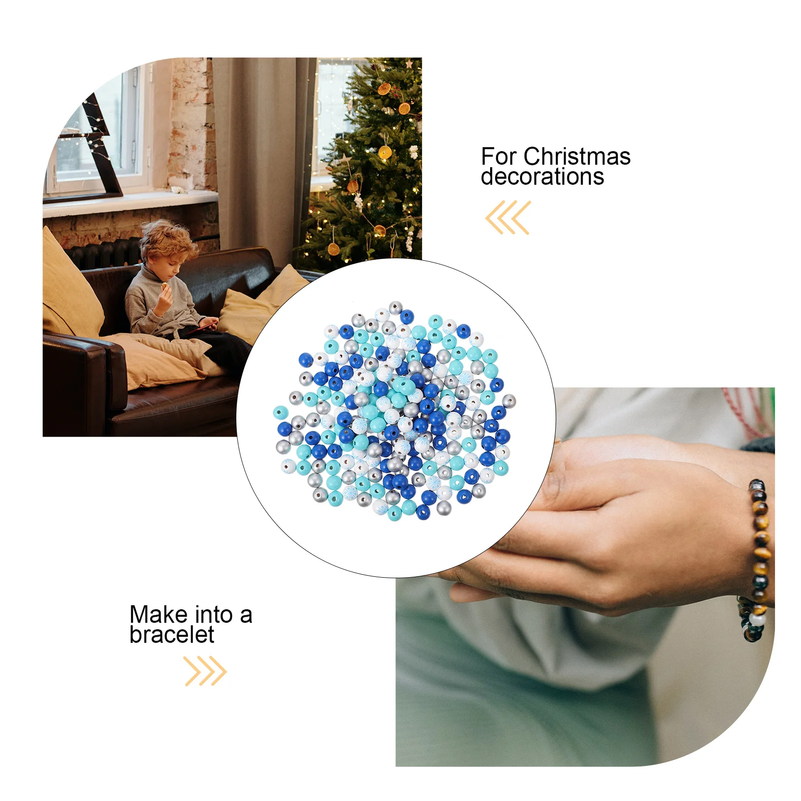 1 مجموعة عيد الميلاد فضفاض الخرز Diy بها بنفسك حبة خشبية فاصل المجوهرات ل اليدوية الحرفية سوار قلادة حلم الماسك قلادة الزخرفية #4