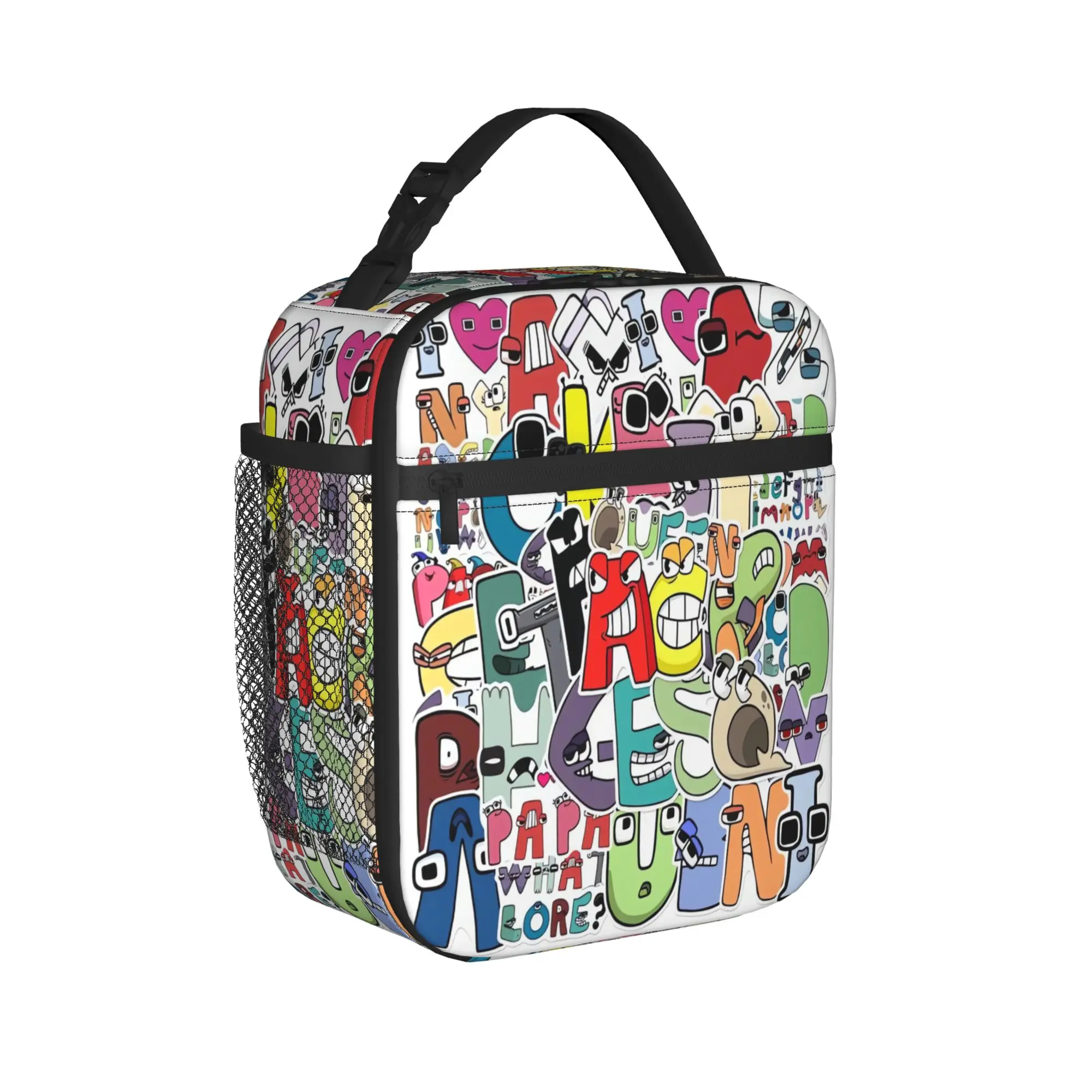 Popular Alphabet Lore Lunch Bag  Aesthetic Lunch Box School Portable Zipper Thermal Tote Handbags For Girls Oxford Cooler Bag