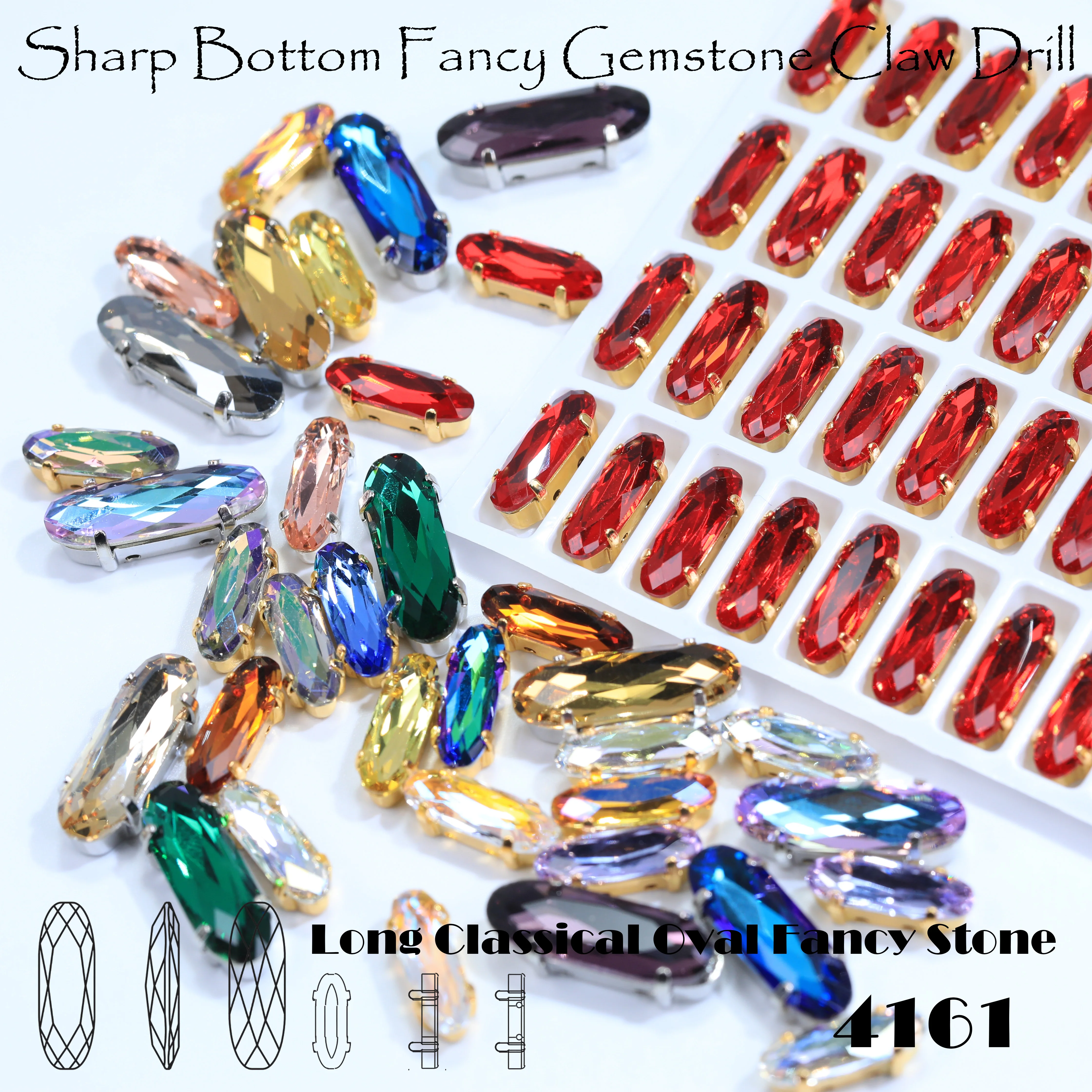Piedras Decorativas Ovaladas Clásicas AB, con Engaste de Garras, para Ropa, Calzado, Bolsos, Vestidos de Novia y Manualidades, Color Luz de Luna