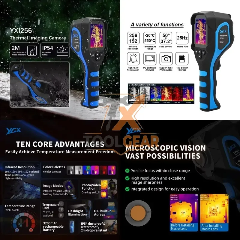 2026hotsale* Water Leak Detection YXI256 256*192 Waterproof Hand Help Thermal Imaging