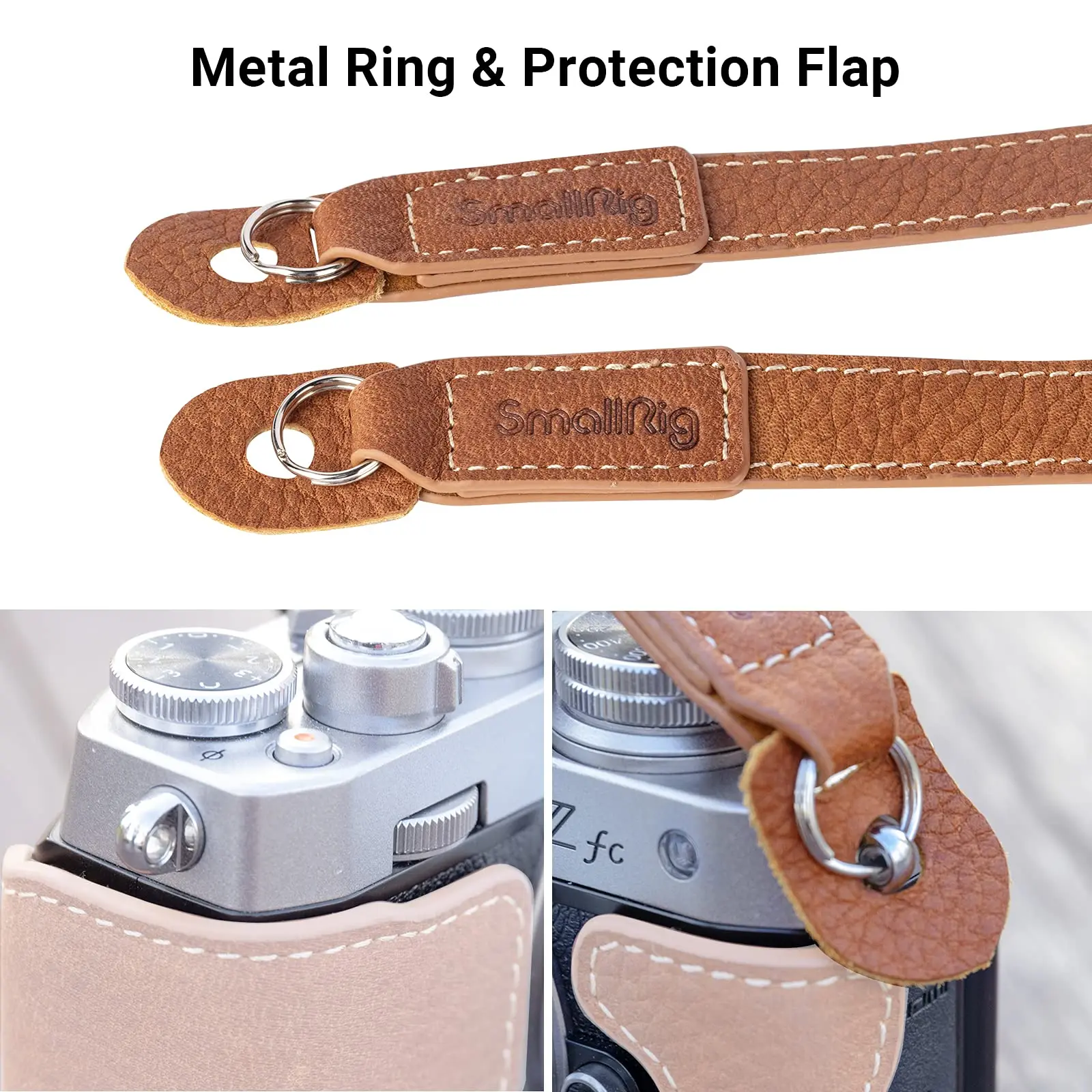 SmallRig Leather Camera Strap, Vintage Brown Genuine Leather Neck Shoulder Camera Strap 3485 for Canon, for Nikon, for Sony