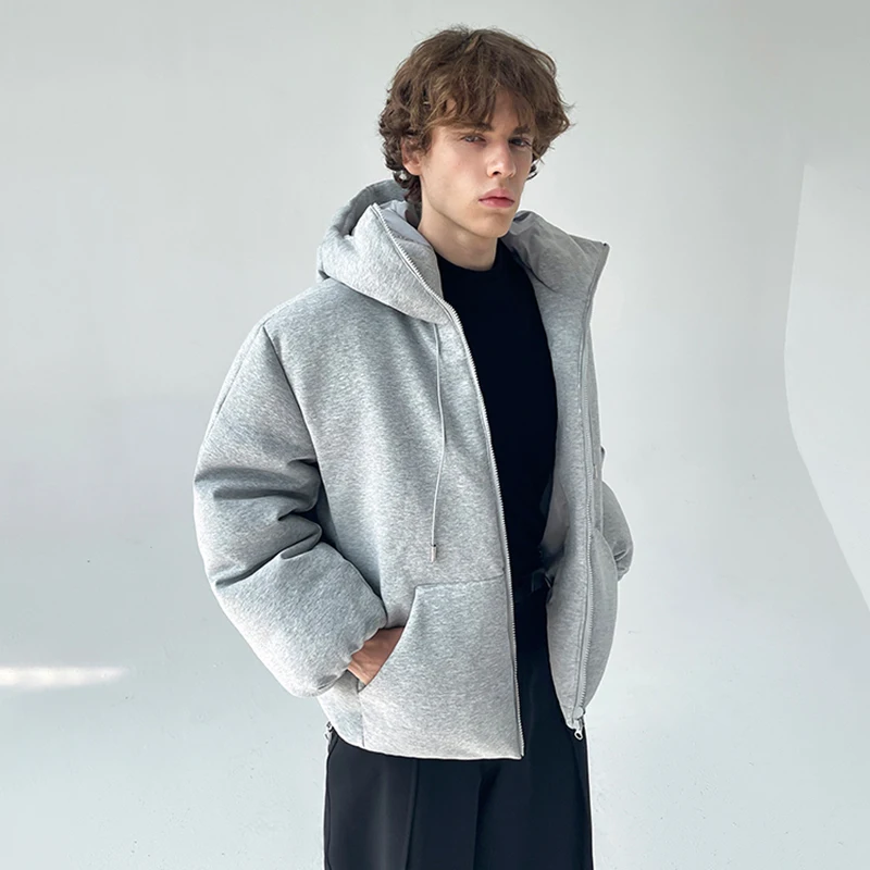 LUZHEN 2025 موضة الشتاء بلون سميكة الدافئة مقنعين سترة سترة الرجال وسيم عالية طوق معطف مبطّن عادية JY5047 #3