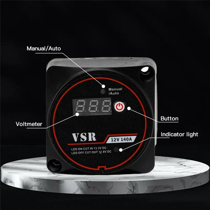 AB59-Smart Dual Battery Smart Isolator 12V 140A Digital Voltage Sensitive Relay VSR Split Charge For Campers Car RV