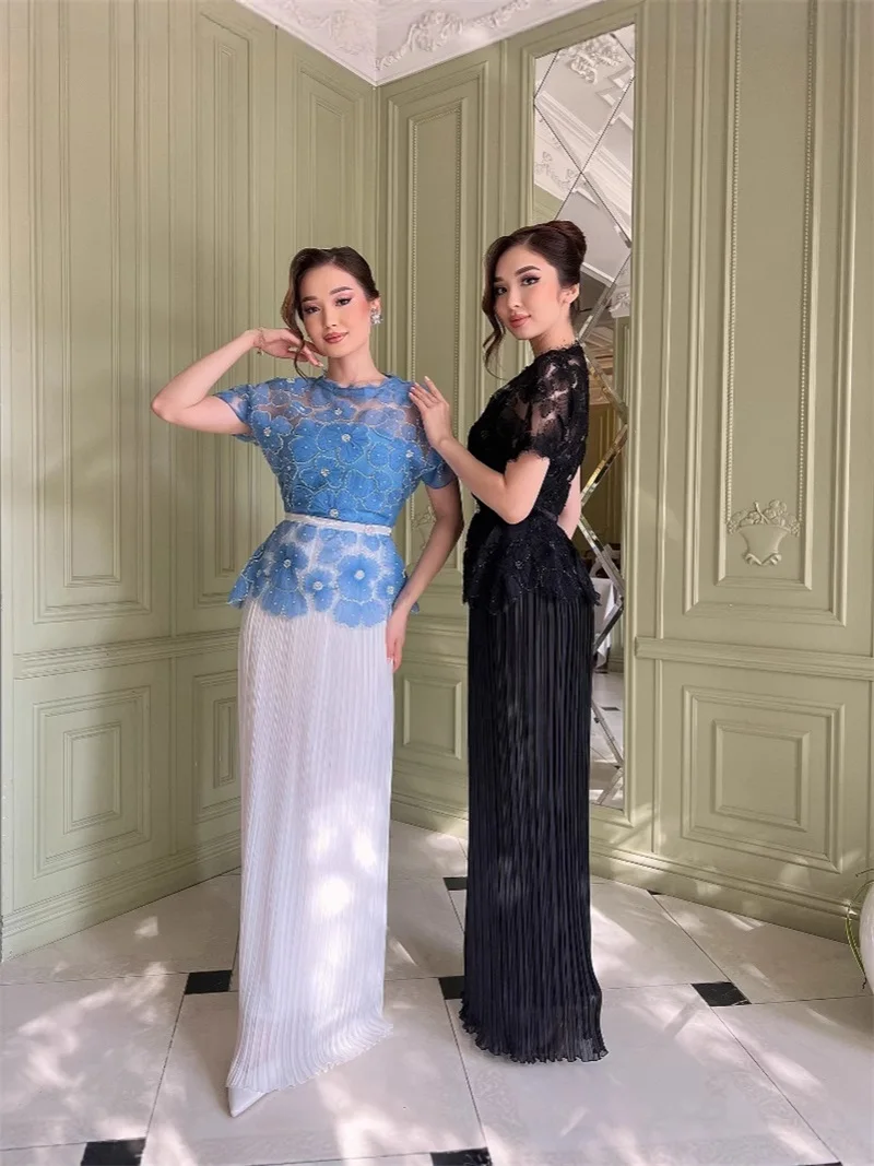 

Элегантное кружевное женское платье для выпускного вечера, сексуальное платье с короткими рукавами и цветами, роскошные кристаллы, вечернее платье трапециевидной формы, длинные халаты, вечернее платье