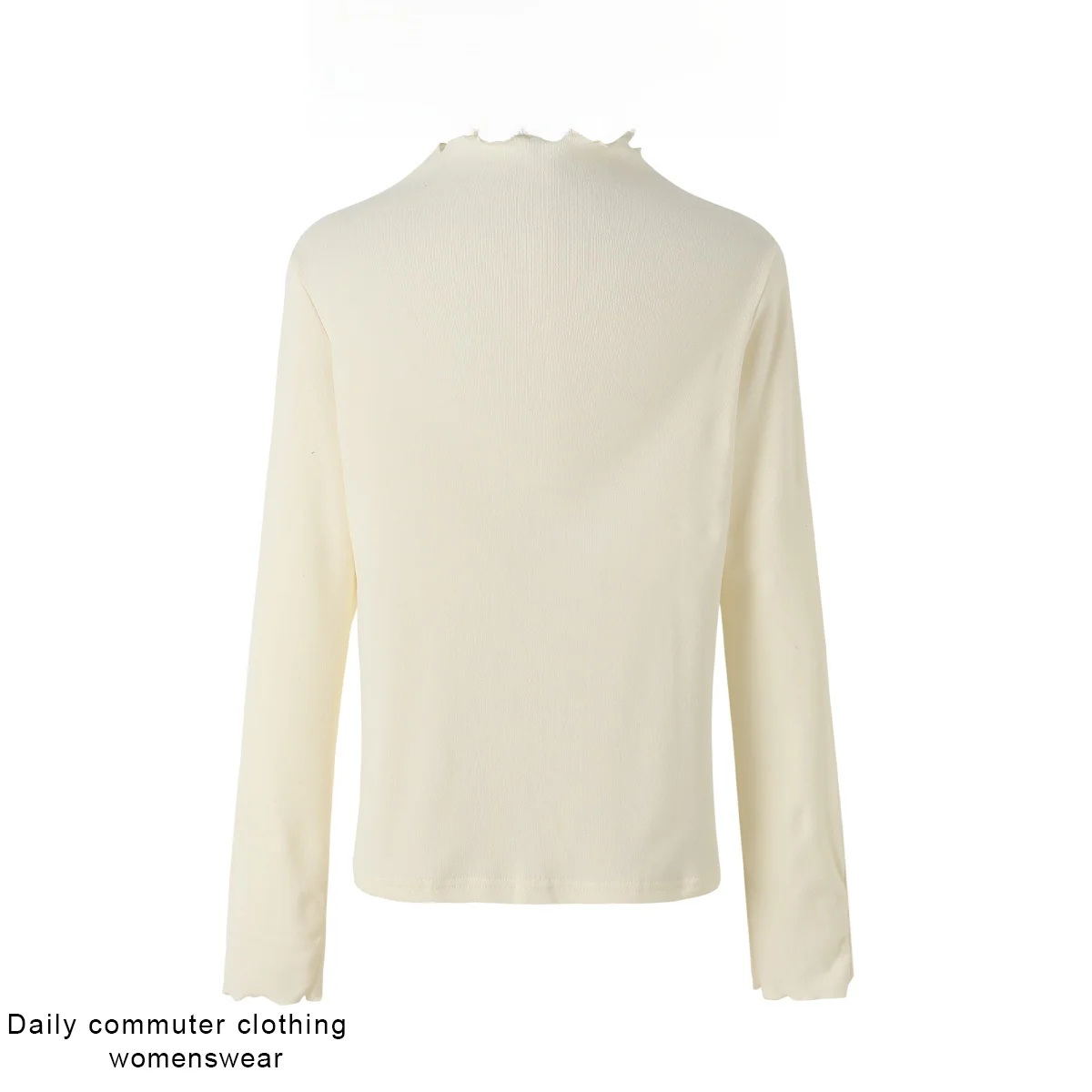 Coshehkg Winter Long Sleeve T-Shirt Women's Double-Faced Fleece Slimming Anti-Aging Half-High Collar Fashionable Top