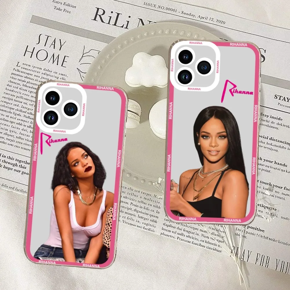 Singer R-Rihannas Phone Case For iPhone 11 12 Mini 13 14 15 Pro Max Transparent Shell