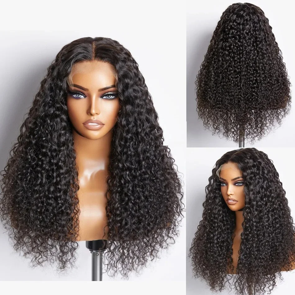 Curly Lace Frontal Wig, 360 Água Onda Profunda, Cabelo Humano Brasileiro, Glueless, 13x6, 13x4, 30 ", 40"