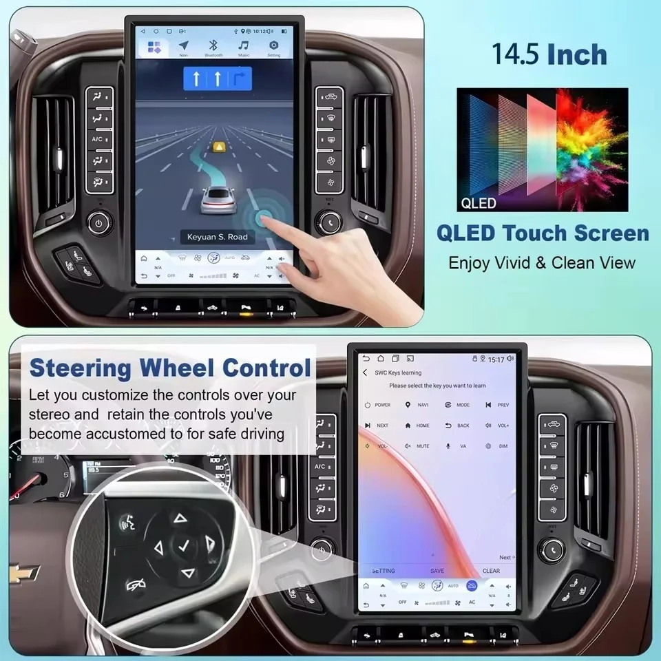 أندرويد لشروليه سيلفرادو جي إم سي سييرا 2013-2020 راديو السيارة السيارات مشغل وسائط متعددة شاشة Carplay السيارات بلوتوث ستيريو #6