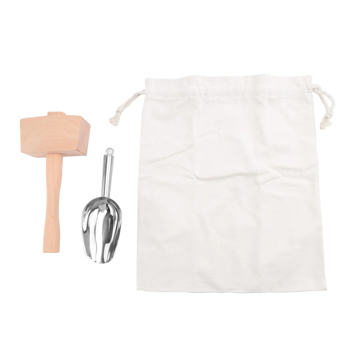 

ABTX Ice Mallet and Ice Bag - Wood Hammer and Cotton Linen Bag for Crushed Ice, Bartender Kit & Bar Tools Kitchen Accessory