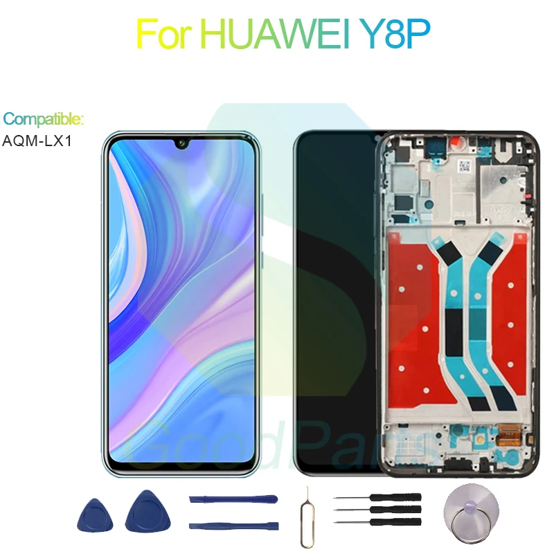 Pengganti layar tampilan layar untuk HUAWEI Y8P, 2400*1080 AQM-LX1 Y8P LCD rakitan Digitizer sentuh