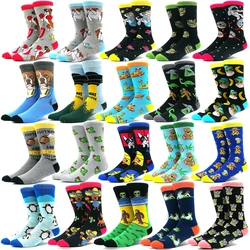 Cotone Happy Funny Socks Men Alien Planet Shark Crazy Design Sokken Unisex novità Dinosaur Crew Skateboard Calcetines Hombre