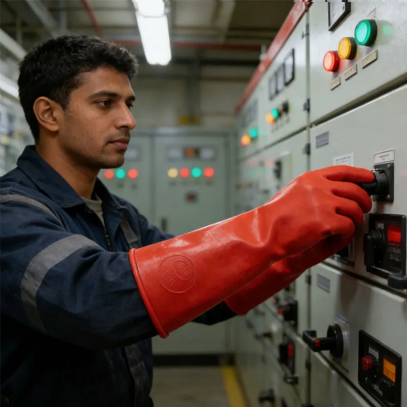 

1 пара изоляционных перчаток, защитные перчатки от электричества, изоляционные перчатки для высокого напряжения 12 кВ, защита при работе