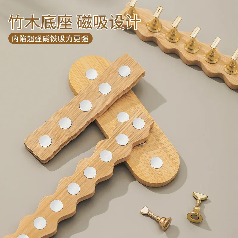 1 set of Japanese style wooden minimalist nail rack, customized gold and silver nail holder for nail practice