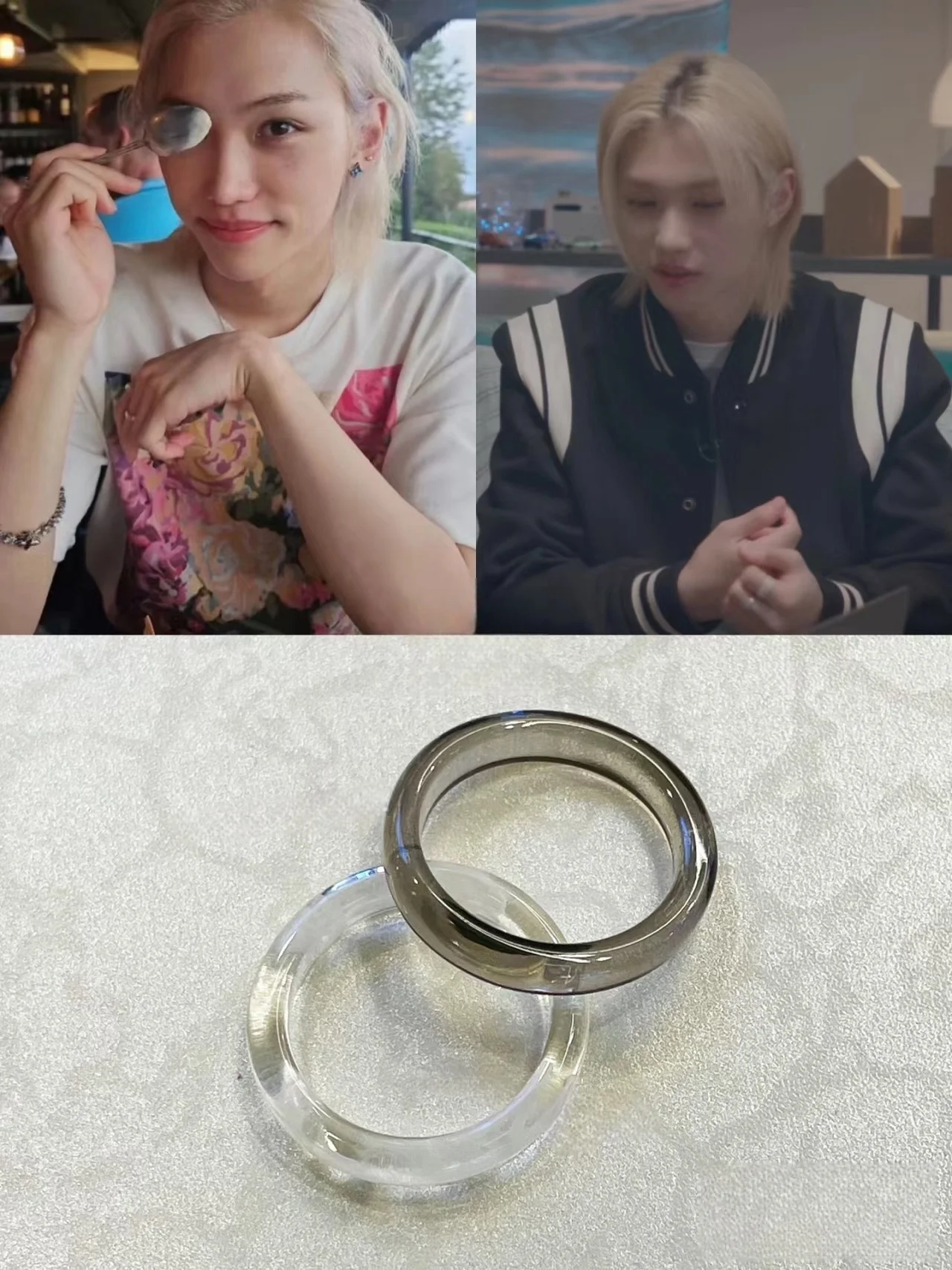 Korean Hot Idol Felix HyunJin Same Style Ring Kpop Trendy Fashion Accessories Black And White Couple Rings Anticipation