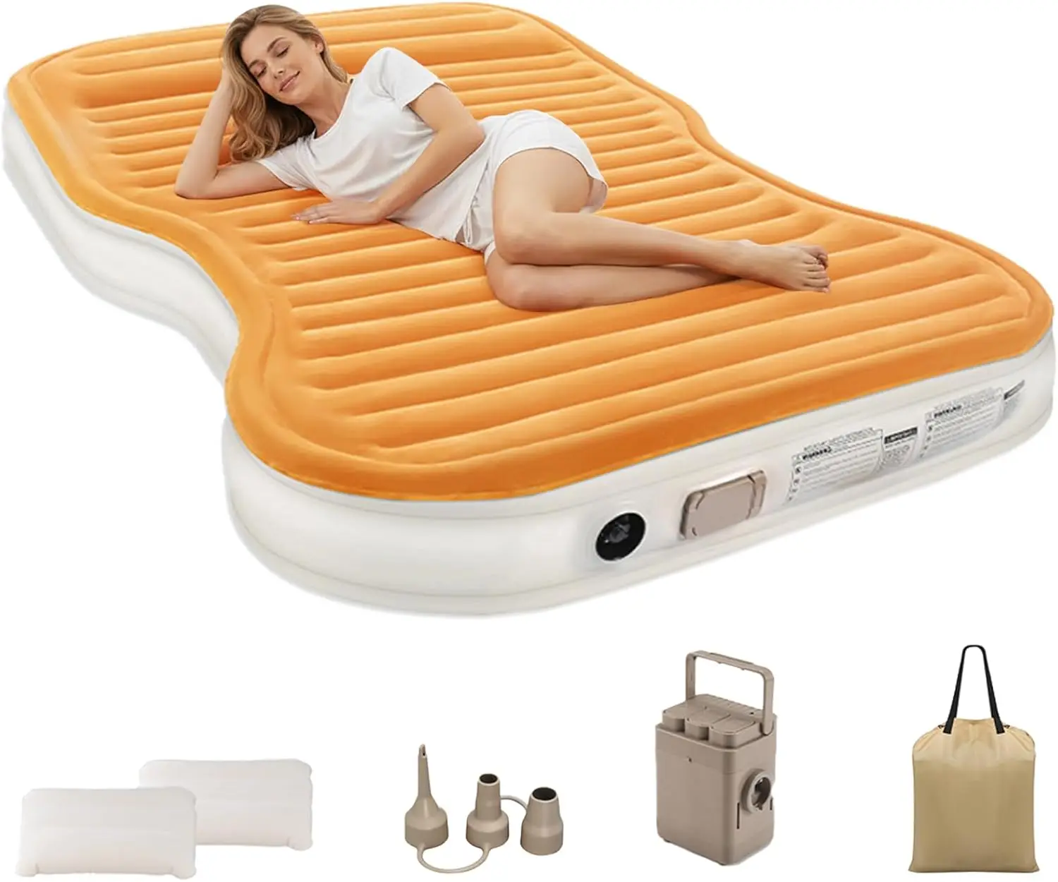 

Надувной матрас для внедорожника с насосом и 2 подушками, толстый флокированный ПВХ, быстрая накачка на 90 секунд, портативная автомобильная надувная кровать для кемпинга, путешествий, грузовика