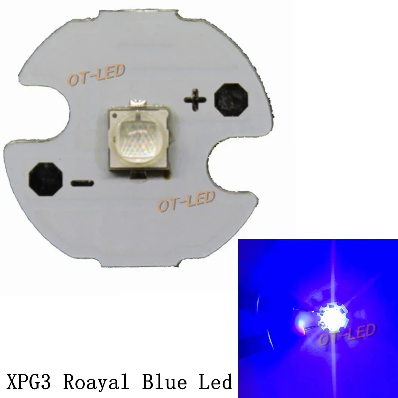 10pcs Original 7W XP-G3 Series XPG3 LED Bead Chips LEDs Diode Royal Blue H27 440-445nm Emitter With20mm 16mm 14mm 12mm 8mm PCB