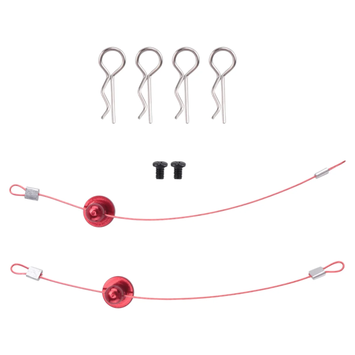 2Pcs Anti-Lost Body Shell Wire Clip Pin with Screw Retainer for //Arram/Axial 1/10 RC Car Spare Red