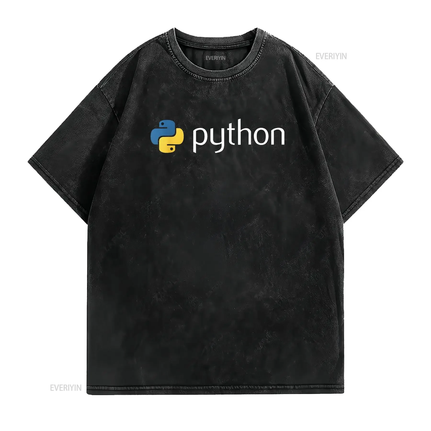 تي شيرت Python Programmer تي شيرت مطور الكمبيوتر تي شيرت عتيق مغسول للارتداء اليومي للجنسين موضة قابلة للتنفس