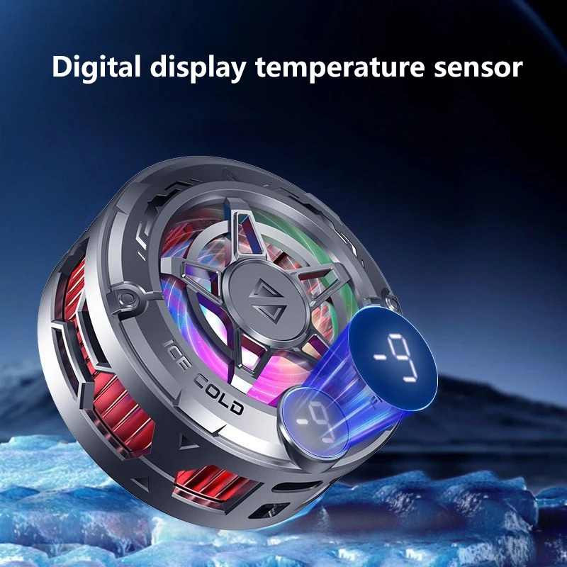 Przenośny chłodzący cooler do telefonu Lenovo, magnetyczna nakładka chłodząca z wyświetlaczem cyfrowym i podświetleniem RGB, kompatybilny z Androidem i iOS. — zdjęcie produktu 4