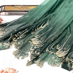 1M Chinese Classical Gradient Embroidery Fabric Chic Lotus Leaf Edge Designer Fabric For DIY Hanfu Dress Dance Costume