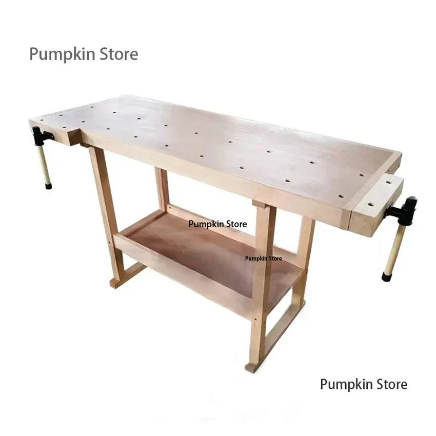 Multifunctional Woodworking Workbench Console Beech Wood Workbench Diy Manual Carpentry Solid Wood Table With Clamp AT718-13C