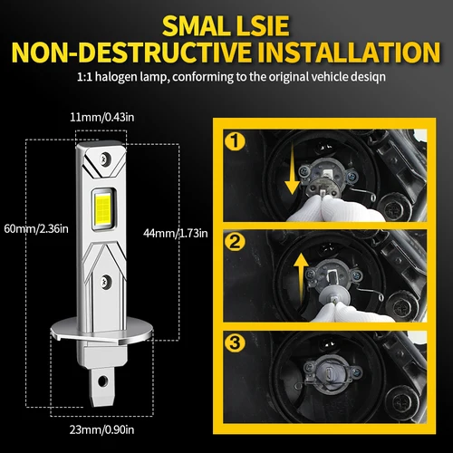 Imagen 2 del producto 2 uds H1 bombillas de faros LED luz alta y baja lámparas de coche blancas brillantes 12V reemplazar para Mazda 6 2003 2004 2005 2006 2007 2008