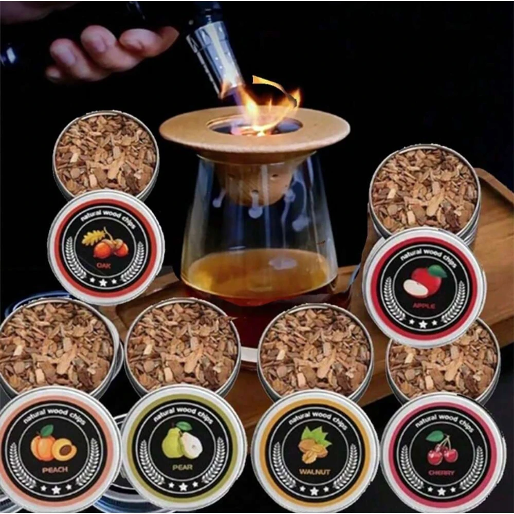 1Set Cocktail Smoker Kit - 6 Flavors Wood Chips Infuser For Whiskey, Cocktail, Wine, Meat, And Cheese - Perfect