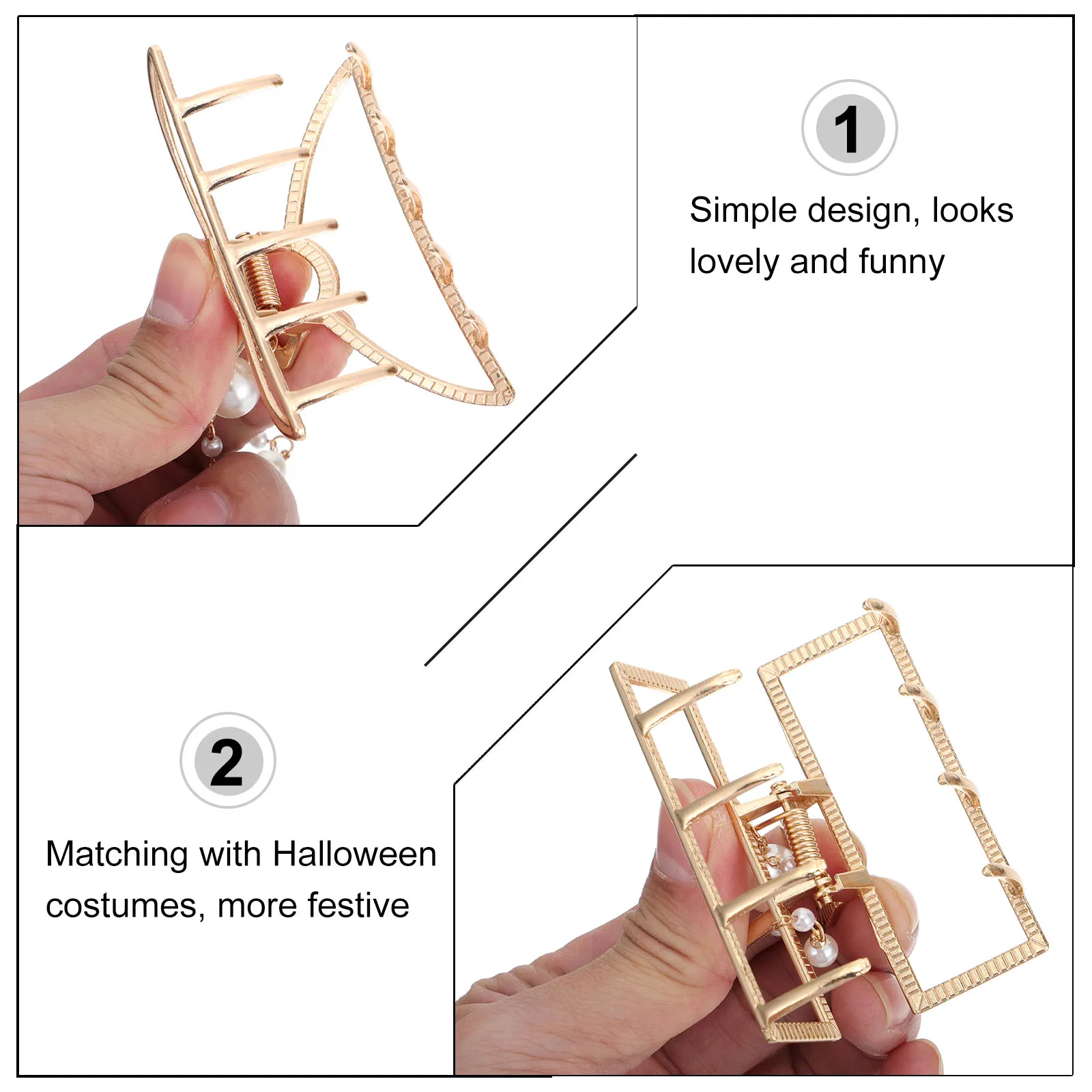 

3Pcs Dangle Pearls Tassel Hair Clamp Claw Exquisite Women Hair Jaw Clip for Makeup Cooking Face Washing Routine