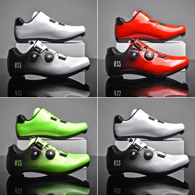 Green Road Bike Shoes Mens Cycling Shoes Quick Ratchet Buckle Compatible with SPD System Pedal Outdoor Women Red Cyclling Shoes